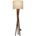 Ver imagem 1 de Luminária de Chão Paris com Pés de Madeira e Tecido Mônaco Bege 158cm
