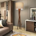 Ver imagem 2 de Luminária de Chão Paris com Pés de Madeira e Tecido Mônaco Bege 158cm