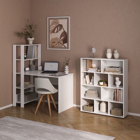 Conjunto Sala de Estar: Escrivaninha Match + 2 Estante Book