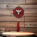 Ver imagem 2 de Adorno Escapulário de Porta Divino Espírito Santo Vermelho 23 Cm