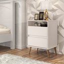 Ver imagem 2 de Mesa De Cabeceira Retro Lotus 2 Gavetas:Off White