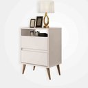 Ver imagem 1 de Mesa De Cabeceira Retro Lotus 2 Gavetas:Off White