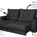 Ver imagem 4 de Sofá Retrátil e Reclinável Thor - Molas Ensacadas 290 Cm – Veludo Preto