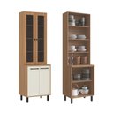 Ver imagem 1 de Cristaleira 4 Portas 2 Vidros Fumê 6 Prateleiras 220x65 cm Granada Off White Casamia