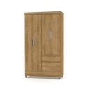 Ver imagem 1 de Guarda-roupa Utebo 4 Portas Nature 2 Cabideiros Puxadores Metalizados Solteiro
