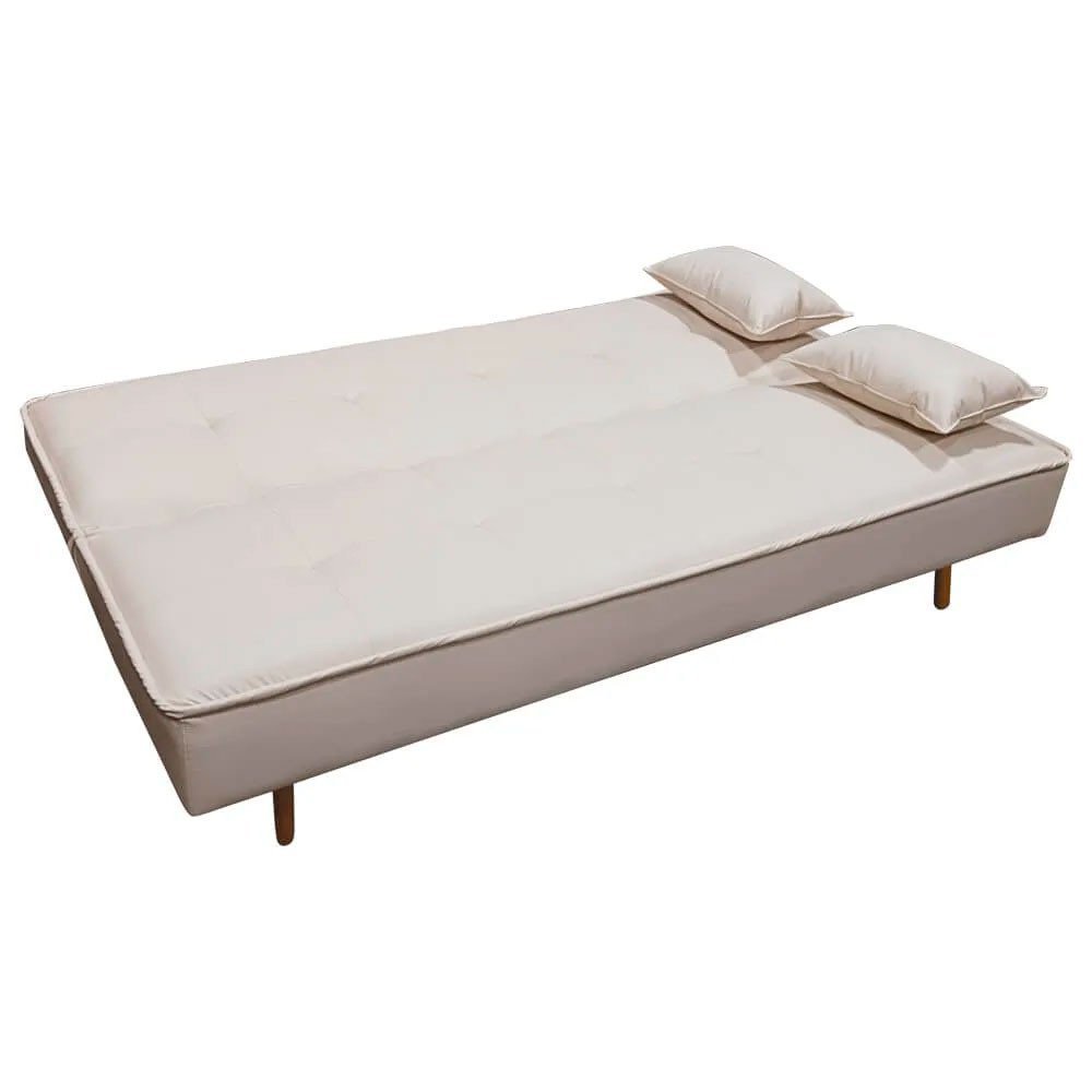 Sofá Cama Silver 3 Lugares Reclinável 1,93 Corino Bege - Speciale Home - 4