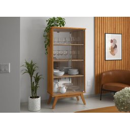 Cristaleira Or Estilo Retrô com Portas em Vidro Temperado Cor Cinamomo - 1