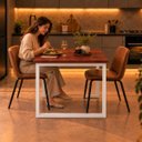 Ver imagem 3 de Mesa de Jantar Reforçada Industrial 190x80cm Tampo Vermelho Pés Branco