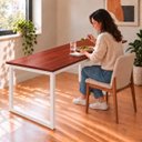 Ver imagem 6 de Mesa de Jantar Reforçada Industrial 190x80cm Tampo Vermelho Pés Branco