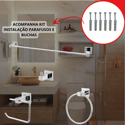 Kit Banheiro Quadrado Cromado Inox + 2 Acabamento Registro:cromado - 3