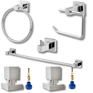 Kit Banheiro Quadrado Cromado Inox + 2 Acabamento Registro:cromado