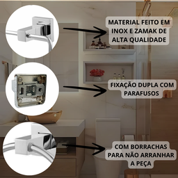 Kit Banheiro Quadrado Cromado Inox + 2 Acabamento Registro:cromado - 4