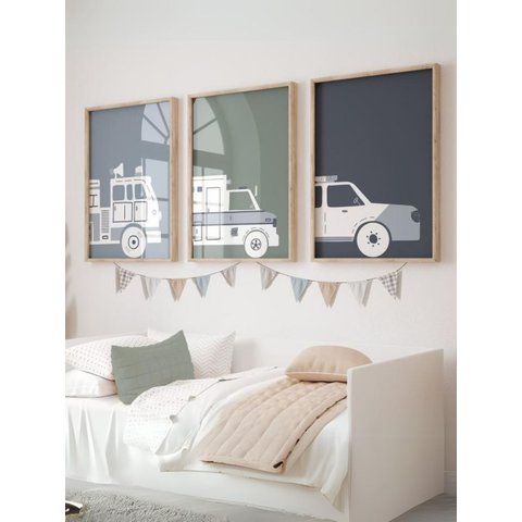 Kit 3 Quadros Decorativos Infantil Carros No1