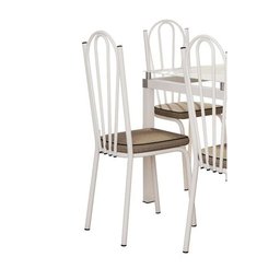 Jogo de Mesa Malva Vidro Branco 140 Cm com 6 Cadeiras 121 Branco Rattan Artefamol 10000 - ASSENTO RA - 3