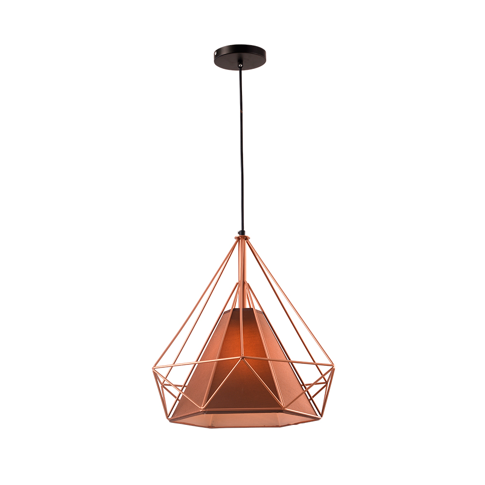 Pendente Diamante Aramado Grande Lustre Sala de Jantar Decoração Quarto Bivolt:cobre com Café/110v/2 - 1