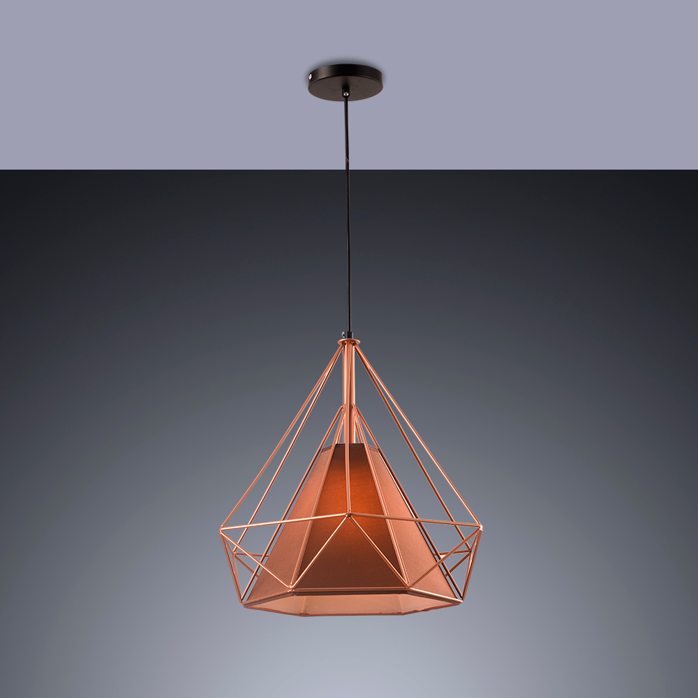 Pendente Diamante Aramado Grande Lustre Sala de Jantar Decoração Quarto Bivolt:cobre com Café/110v/2 - 3