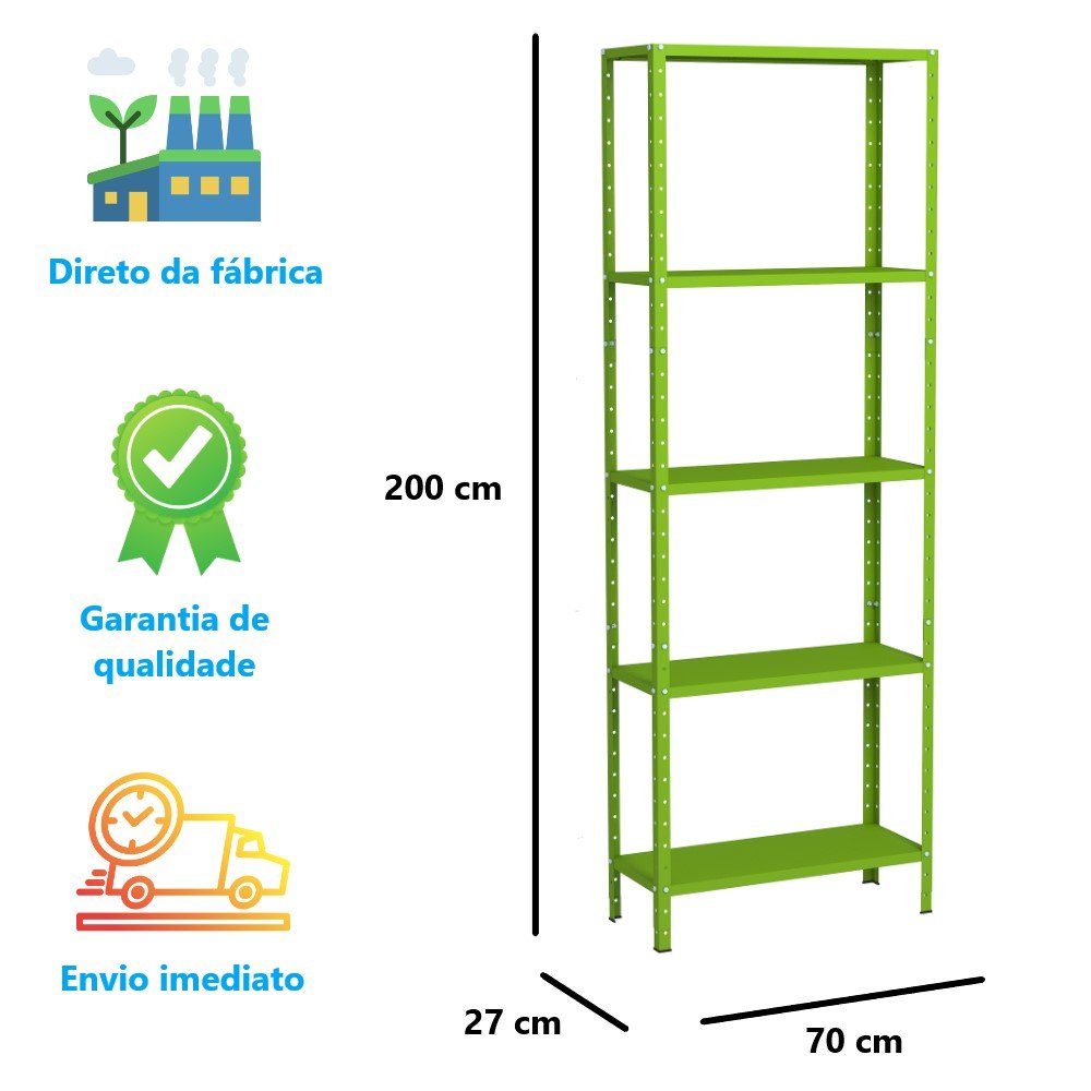 Estante Aço 5 Prateleiras Livros Cozinha Quarto Eaf014 Verde - 2