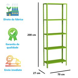 Estante Aço 5 Prateleiras Livros Cozinha Quarto Eaf014 Verde - 2