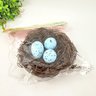 Ninho Decorativo com 3 Ovos 12cm Decoração de Páscoa Azul - 3
