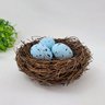 Ninho Decorativo com 3 Ovos 12cm Decoração de Páscoa Azul - 6