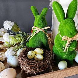 Ninho Decorativo com 3 Ovos 12cm Decoração de Páscoa Azul - 1