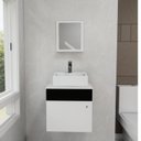 Ver imagem 1 de Gabinete Armário para Banheiro com Espelho e Cuba Mármore Sintético