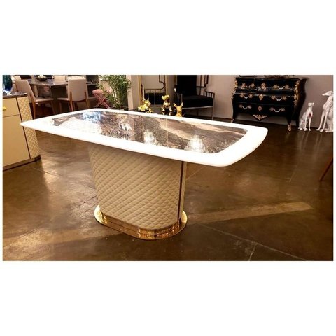 Mesa de Jantar Moderna Metal c Marmore Decoração Formosa