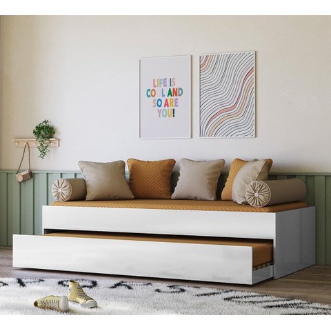 Cama + Cama Auxiliar Ônix Flex Nature Branco sem Colchão - Peternella