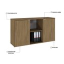 Ver imagem 6 de Armário Baixo com 2 Portas e Nicho 75cm x 135cm x 42cm Marrom/Vermont Oak/Branco