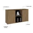 Ver imagem 6 de Armário Baixo com 2 Portas e Nicho 75cm x 135cm x 42cm Marrom/Vermont Oak/Preto