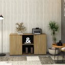 Ver imagem 1 de Armário Baixo com 2 Portas e Nicho 75cm x 135cm x 42cm Marrom/Vermont Oak/Preto