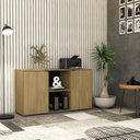 Ver imagem 7 de Armário Baixo com 2 Portas e Nicho 75cm x 135cm x 42cm Marrom/Vermont Oak/Preto