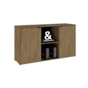 Ver imagem 5 de Armário Baixo com 2 Portas e Nicho 75cm x 135cm x 42cm Marrom/Vermont Oak/Preto