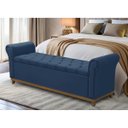 Ver imagem 1 de Baú para Quarto Cama Box Queen Size Grécia Madeira Estofado:azul