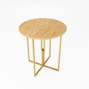 Ver imagem 1 de Mesa Redonda Dourada 80cm Tampo Madeira Pinus Industrial