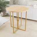 Ver imagem 2 de Mesa Redonda Dourada 80cm Tampo Madeira Pinus Industrial