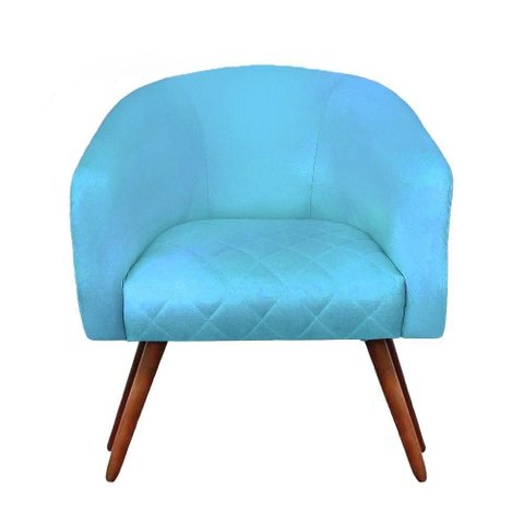 Poltrona Estela Tresse Suede Azul Turquesa - Dominic Decor