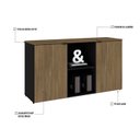 Ver imagem 6 de Armário Baixo com 2 Portas e Nicho 75cm x 135cm x 42cm Preto/Vermont Oak