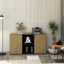 Ver imagem 1 de Armário Baixo com 2 Portas e Nicho 75cm x 135cm x 42cm Preto/Vermont Oak