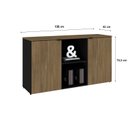 Ver imagem 4 de Armário Baixo com 2 Portas e Nicho 75cm x 135cm x 42cm Preto/Vermont Oak