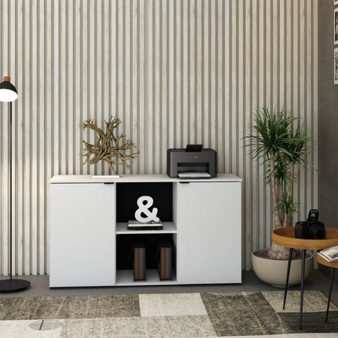 Armário Baixo com 2 Portas e Nicho 75cm x 135 cm X 42cm Branco