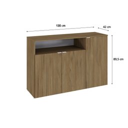 Armário Aparador com 3 Portas e Nicho 89,5cm X 135cm X 42cm - 4