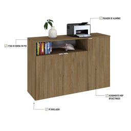 Armário Aparador com 3 Portas e Nicho 89,5cm X 135cm X 42cm - 6