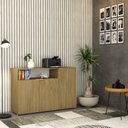 Ver imagem 7 de Armário Aparador com 3 Portas e Nicho 89,5cm x 135cm x 42cm Marrom/Vermont Oak/Branco