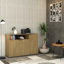 Ver imagem 7 de Armário Aparador com 3 Portas e Nicho 89,5cm x 135cm x 42cm Marrom/Vermont Oak/Preto