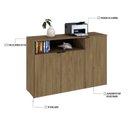 Ver imagem 6 de Armário Aparador com 3 Portas e Nicho 89,5cm x 135cm x 42cm Marrom/Vermont Oak/Preto