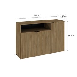 Armário Aparador com 3 Portas e Nicho 89,5cm X 135cm X 42cm - 4