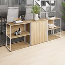Ver imagem 1 de Armário para Escritório e 2 Estantes Industriais F5 Office Cor:macadâmia com Branco