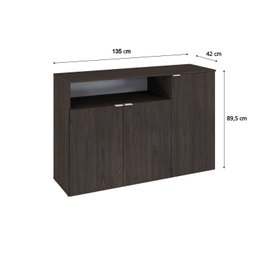 Armário Aparador com 3 Portas e Nicho 89,5cm X 135cm X 42cm - 4