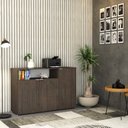 Ver imagem 6 de Armário Aparador com 3 Portas e Nicho 89,5cm x 135cm x 42cm Marrom/Terracota/Branco